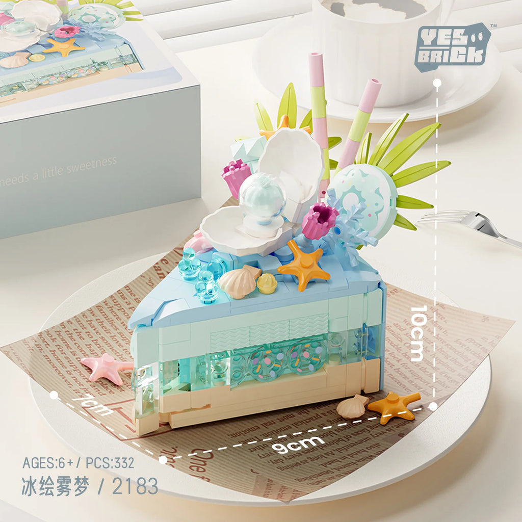 Birthday Cake Shape Building Blocks, Mini Assembly Bricks Ornament, Intellectual Educational Toy for Children Holiday Gifts
