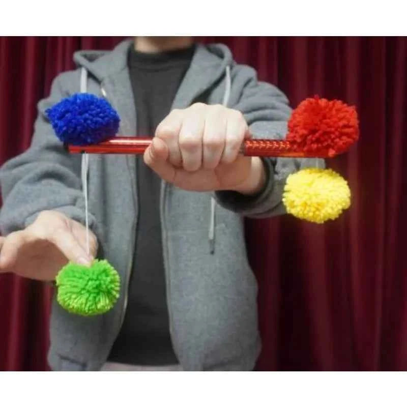 Crystal Pom Pom Wand Stage Magic Trick Gimmick Party Magic Props Illusion Funny Magician Classic Magia Balls Moving Professional