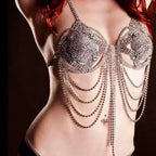 Dazzling Crystal Tassel Bra Chain & Skirt Bikini Body Jewelry Set