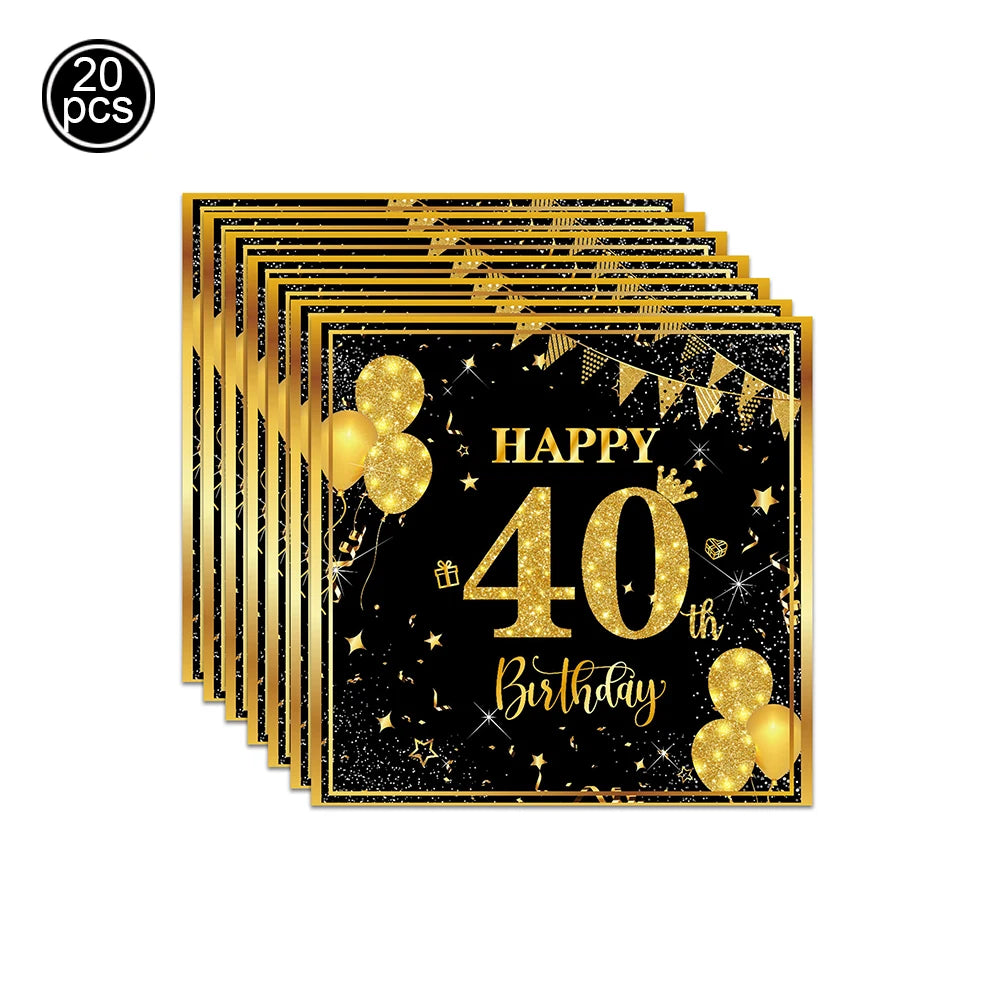 40th Birthday Party Gold Black Birthday Number Paper Box Banner Balloons Birthday Party 40 Year Old Birthday Party Decoration