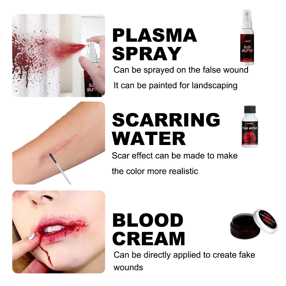 2PCS Halloween Face Painting Kit Highly Pigmented Face Body brus Paint Black and White for DIY Cosplay Theme Parties Body Makeup