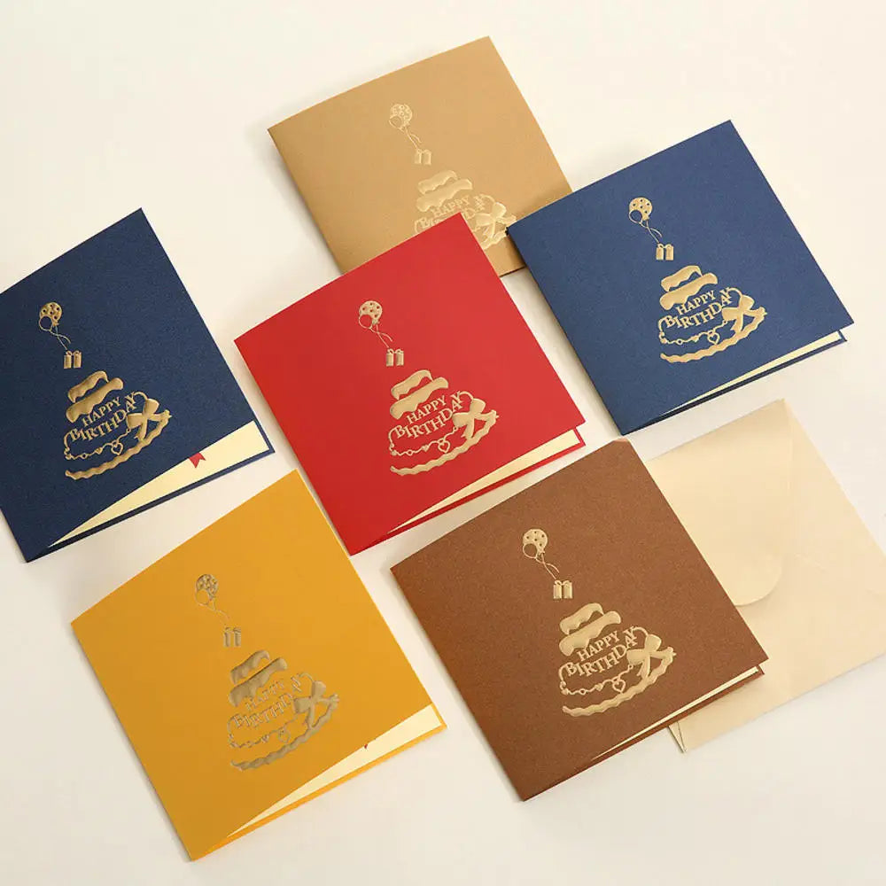 Happy Birthday Card Christmas Gift Card 3d Birthday Cake Pop-Up Greeting  with Envelope Christmas Invitation Cards for Kids