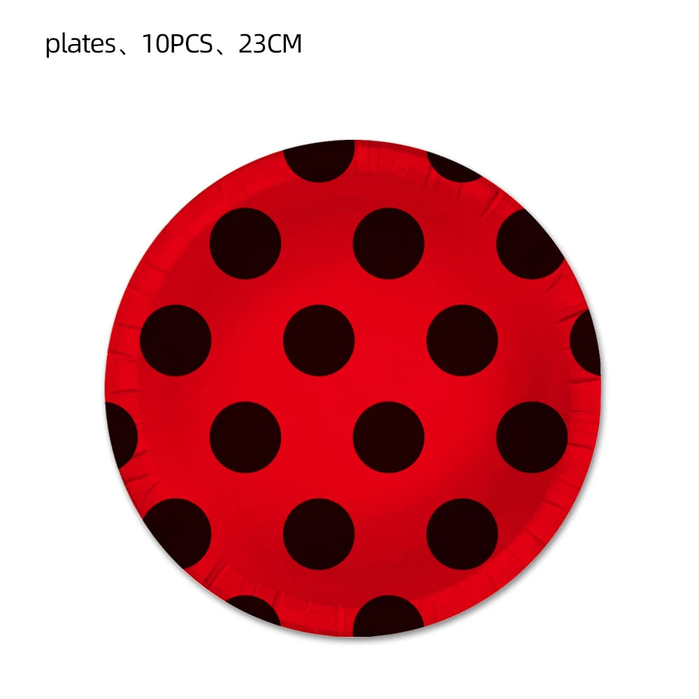 Ladybug Tablecover Party Pack Red Black Polka Dots Tablecloth 54 x 87 Inch Ladybug Party Western Themed Party Birthday Party - Big Tim's Magic Emporium