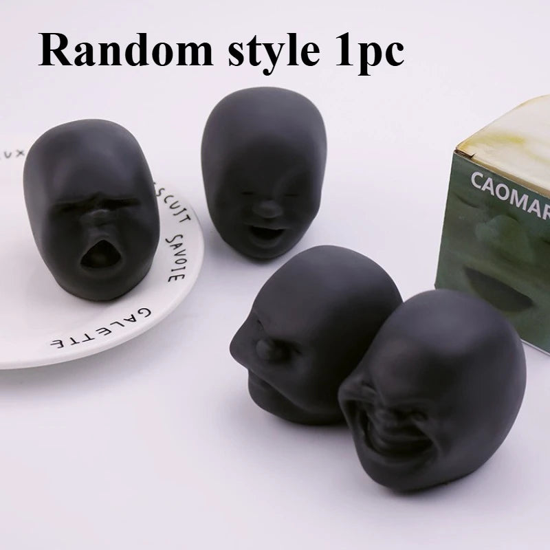 Fun Face Emotion Squeeze Ball Relax Toy for Children Adults Autism Sensory Anti-Stress Anxiety Relief Black Soft Squishy