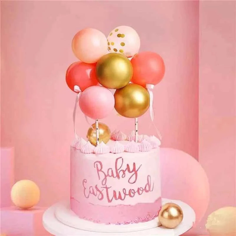 10pcs 5 Inch Balloon Cake Topper Confetti Balloon Birthday Party Dessert Decoration Baby Shower Wedding Decor Cake Supplies