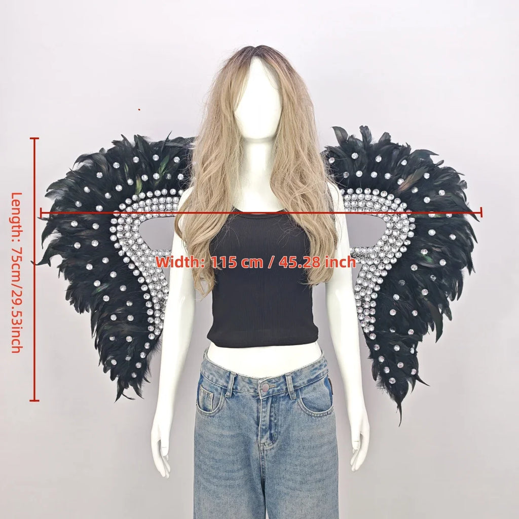 Artisanal Feather Angel Wings Statement Backpiece Runway & Carnival Costume Prop