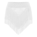 Rhinestone Tassel High-Waist Dance Shorts & Sheer Mesh Fringe Skirt