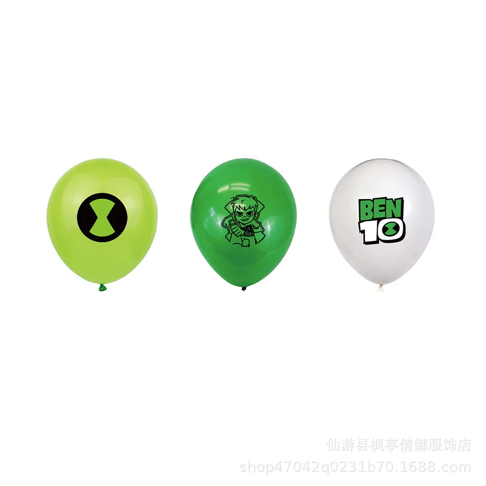 Cartoon Ben-10 Birthday Party Decoration Balloons Favor Set Banner Cake Toppers Baby Shower Boys Gift Party Supplies Photo Prop