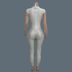Sparkly Crystal Mesh Sheer Illusion Jumpsuit Stage Catsuit Costume