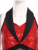 Women's Shiny Sequin Sheer Mesh Feather Latin Jazz Dance Bodysuit