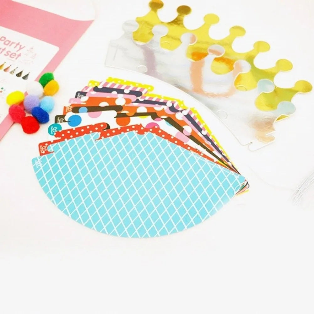 Polka Dot Birthday Party Hats with Pom Poms Paper Party Cone Hats Colorful DIY Handmade Baby Birthday Headband Boy Girl Gifts - Big Tim's Magic Emporium