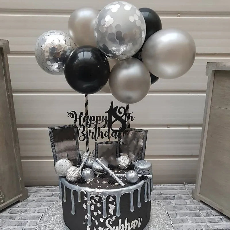 10pcs 5 Inch Balloon Cake Topper Confetti Balloon Birthday Party Dessert Decoration Baby Shower Wedding Decor Cake Supplies