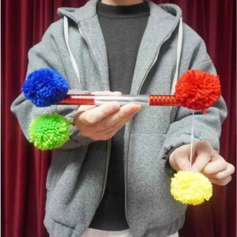 Crystal Pom Pom Wand Stage Magic Trick Gimmick Party Magic Props Illusion Funny Magician Classic Magia Balls Moving Professional