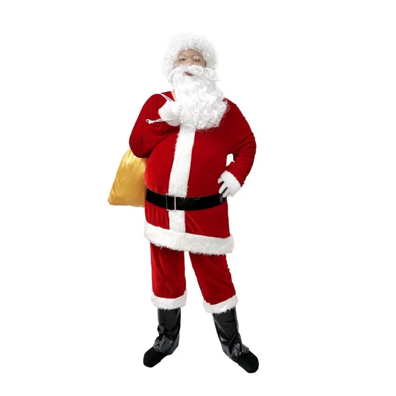 M-4XL Santa Claus Costume for Men Santa Suit Adults Mens Deluxe Professional Christmas Clause Outfit Xmas Cosplay Party Supplies - Big Tim's Magic Emporium