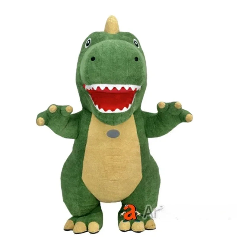 Inflatable Green Dinosaur Mascot Costume Funny Blow up Outfit for Halloween Christmas Carnival Party No Battery included