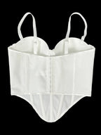 Pearl Embroidered Bustier Corset Crop Top High Street Evening Bralette