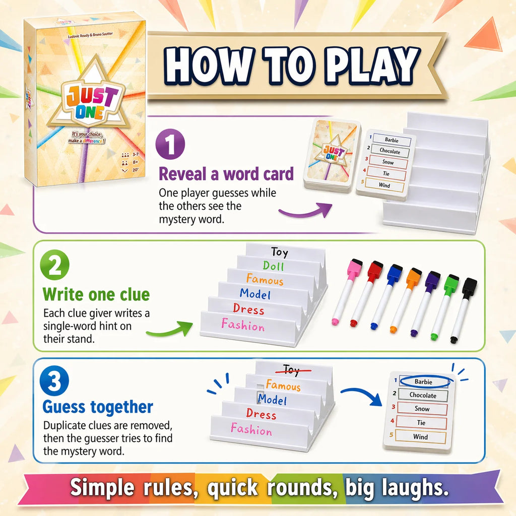 Just One Cooperative Board Game - Party Word Guessing Game for Families & Friends,3-7 Players, Easy to Learn Award Winner - Big Tim's Magic Emporium