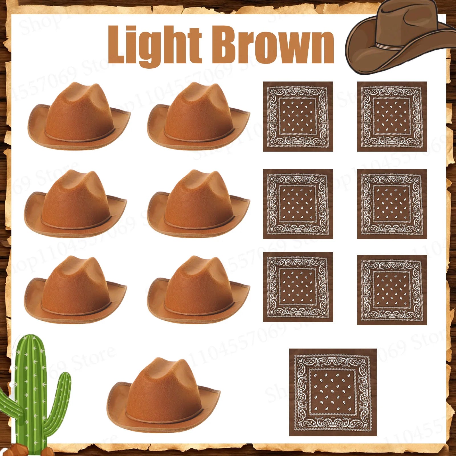 6-48Set Kids Western Cowboy Hats with Bandanas Cowboy Party Hats for Birthday Party Cosplay Costume Party Western Party Favors - Big Tim's Magic Emporium