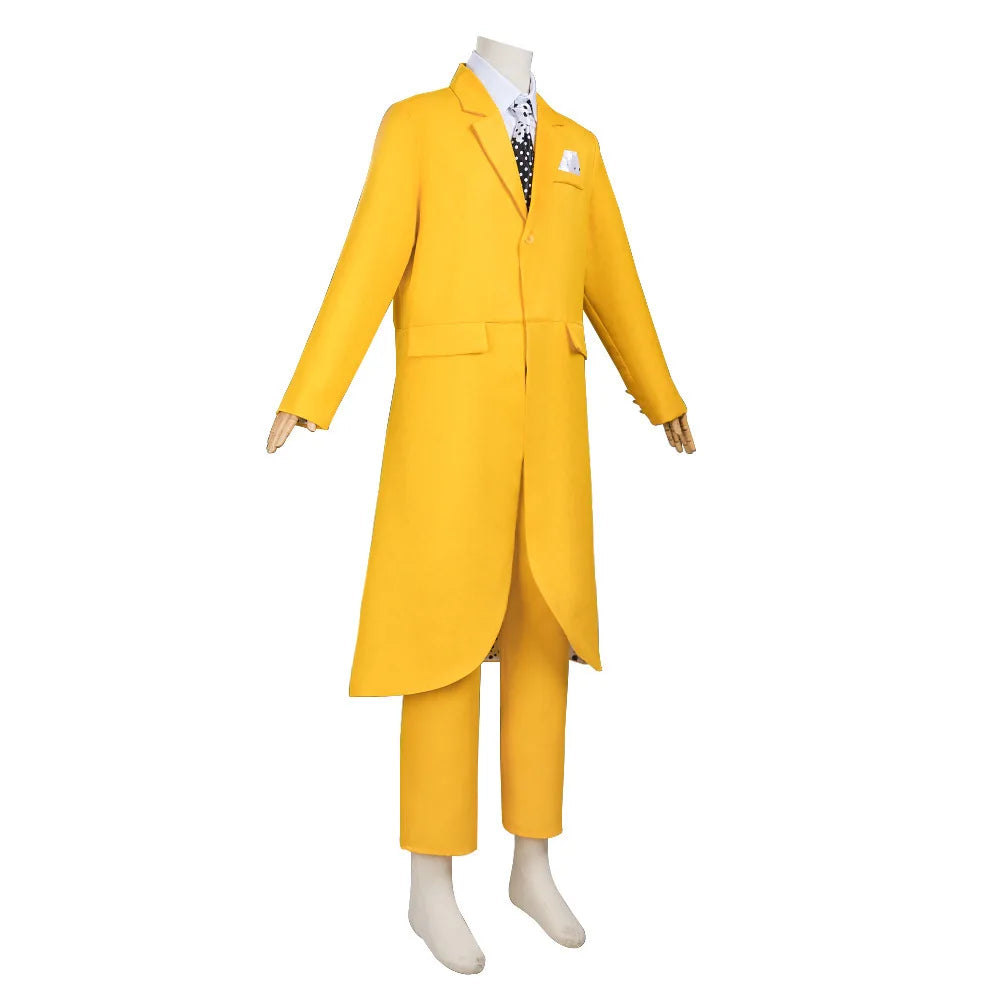 Movie The Mask Cosplay Yellow Uniform with Hat Green Mask Halloween Carnival Party Clown Props Costume - Big Tim's Magic Emporium