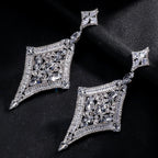Oversized Glass Crystal Diamond Statement Drop Earrings Drag Queen Stage Jewelry