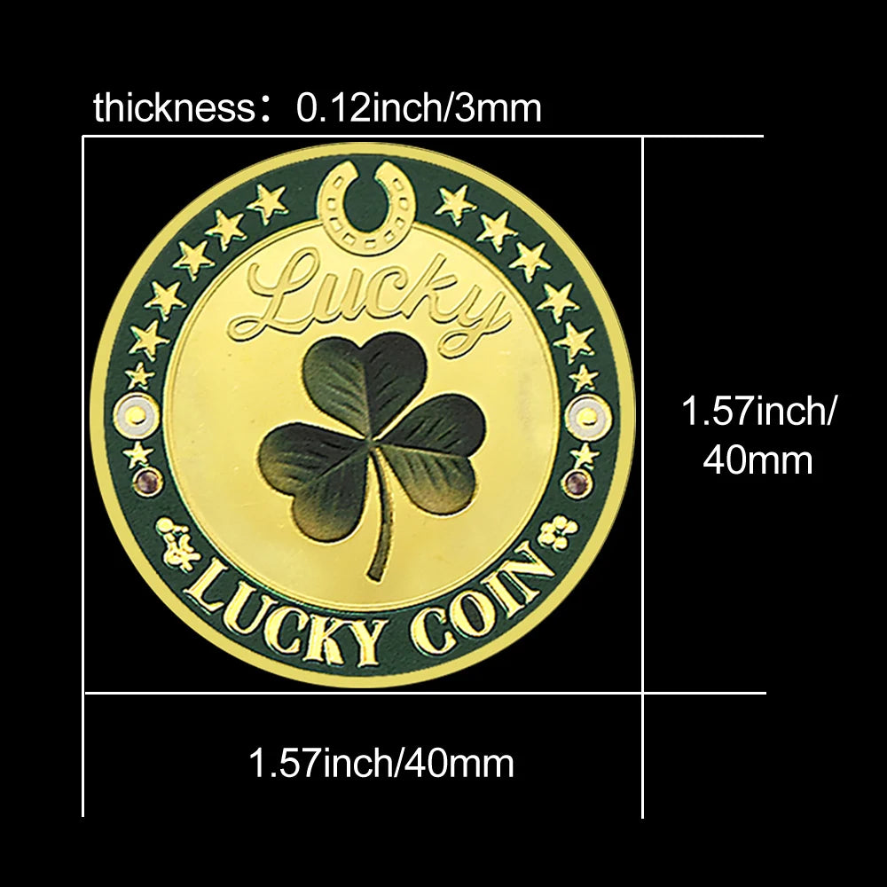 Lucky Coin Four Leaf Clover Elephant Good Luck 777 Commemorative Coin Horseshoe Fortune Token Collectible replica Gift