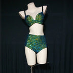 The Stardust Emerald Siren 3-Piece Suit – Luxury Rhinestone Cabaret Ensemble
