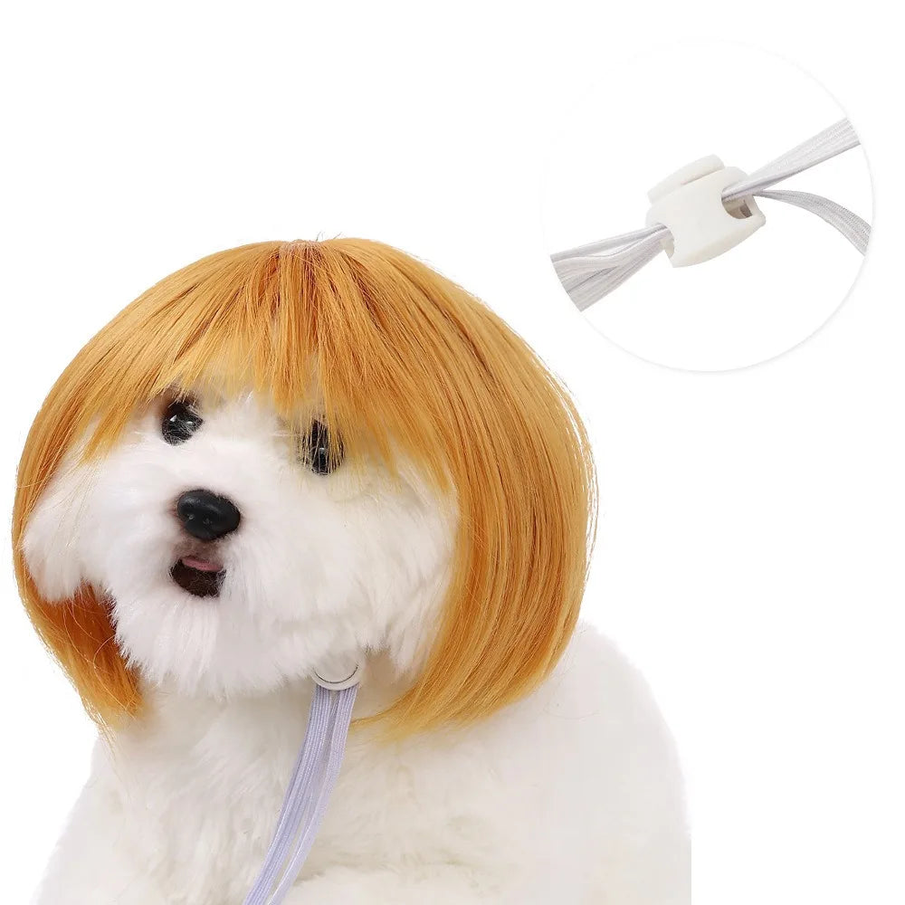 Cute Straight Hair Pet Costume Wig Colorful Funny Cat Cosplay Wig Adjustable Dog Hairpiece Photography