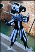 Women Men Jester Cosplay Costume White And Black Outfits Fancy Clown’s Costume Suit With Hat Set Carnival of Venice Costumes - Big Tim's Magic Emporium