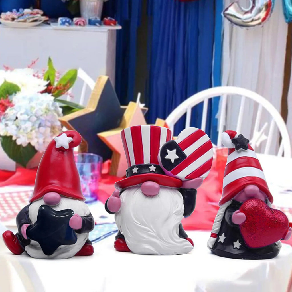 4th of July Patriotic Striped Resin Statue Independence Day Decoration Gift Handmade Home Tiered Tray Figurine