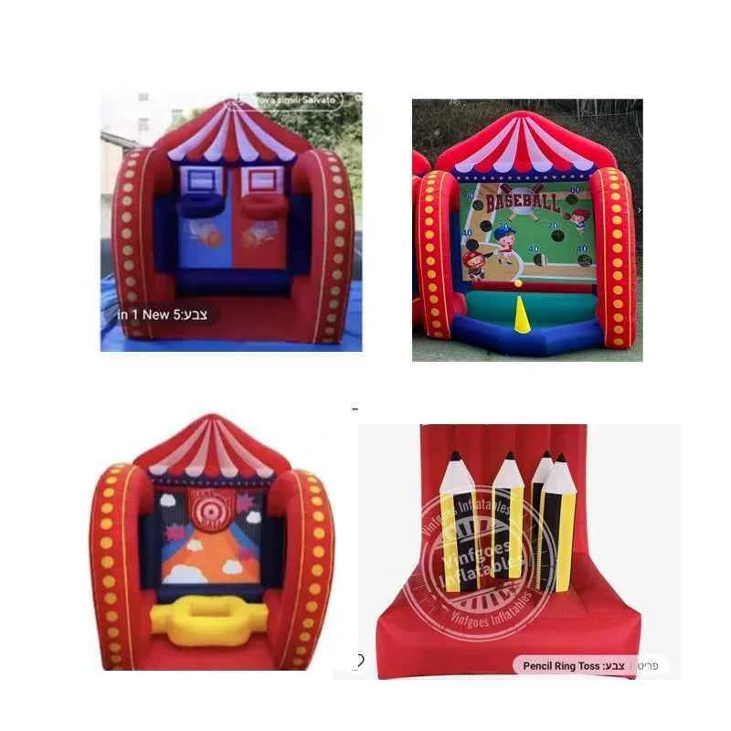 Free air shipping 5 in 1 Inflatable Carnival Bundle Games Soccer Dart Knock Down Ring Ross Game For Kids And Adults Party Game