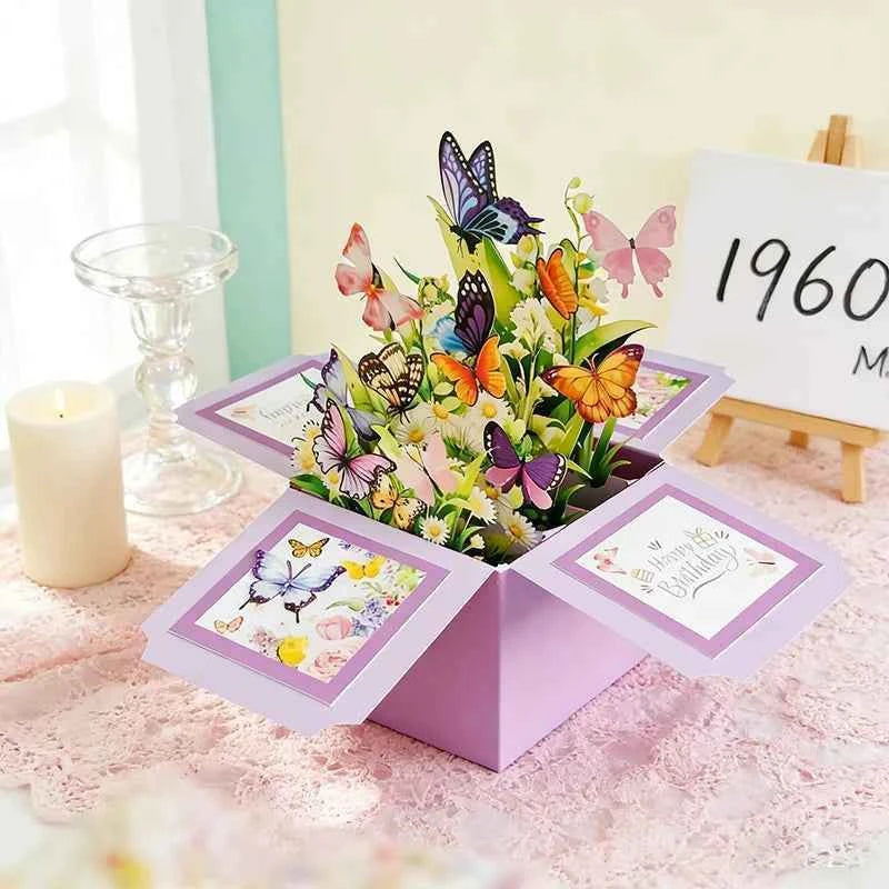 1pc Happy Birthday Pop Up Greeting Card, Birthday Gift Birthday Party Invitation Card with Blank Note Card Behind and Envelop