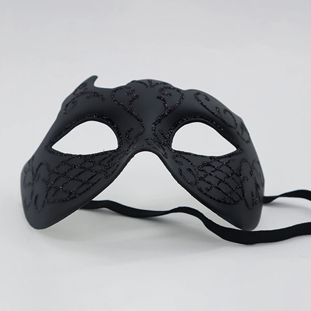 Half-Face Painted Men's Mask Painted with Shiny Powder Venice Style for Halloween Costume Supplies