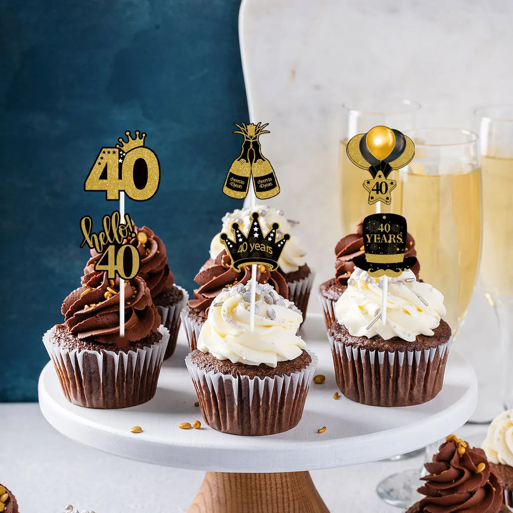 30th 40th 50th 60th Birthday Party Cake Toppers Black Gold Birthday Party Cake Decoration 18 30 40 50 60 Year Birthday Supplies