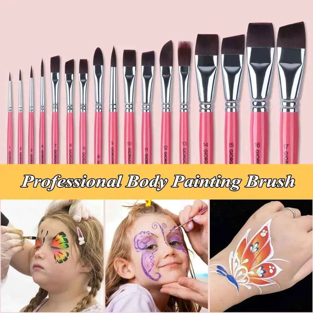 Body Pinting Face Body Art Paint Multifunctional Wooden Handle Drawing Art Pen with Storage Box Portable Oil Painting Brushes