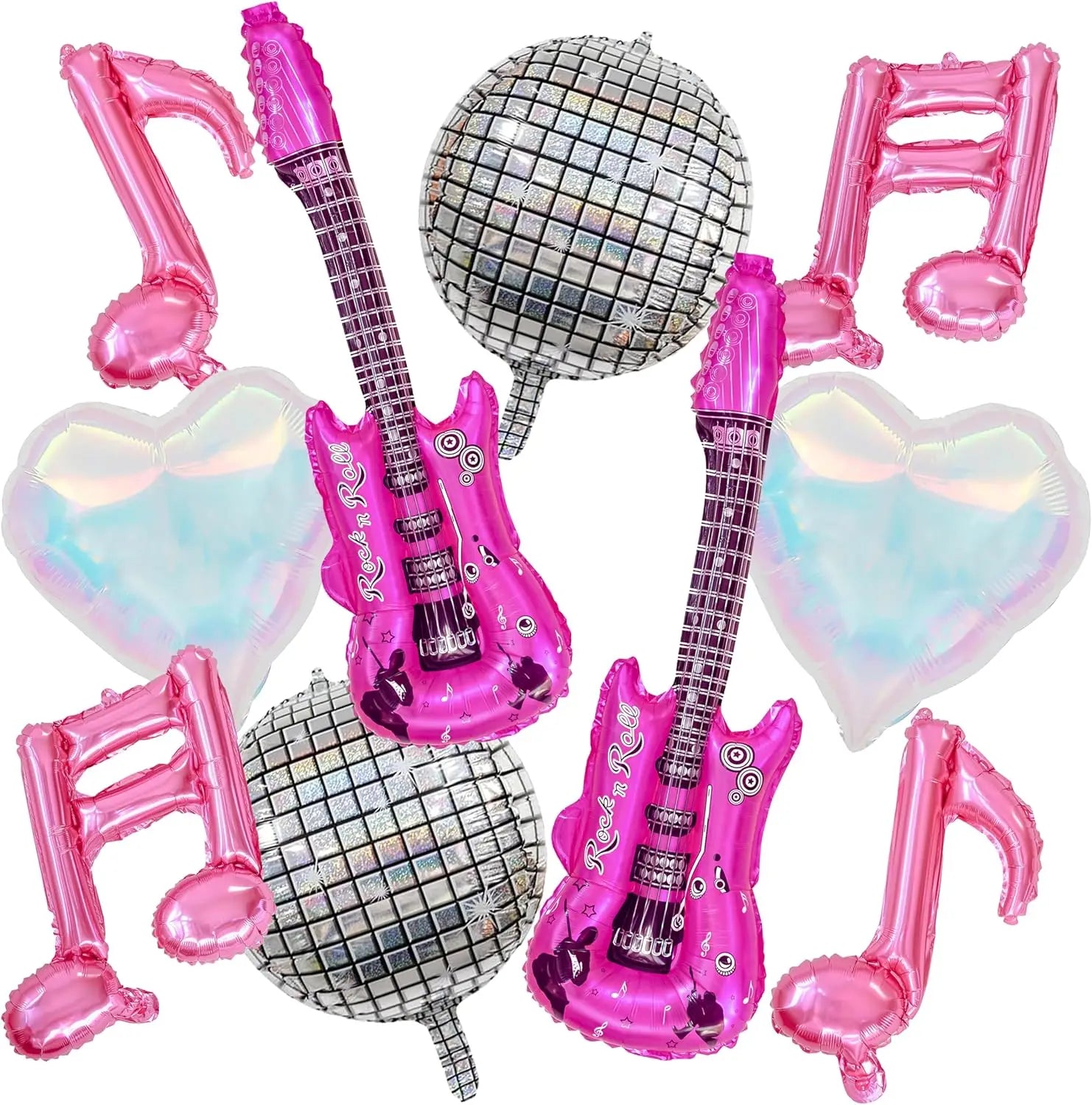 Music Party Decorative Balloons Music Note Laser Rainbow Heart Disco Guitar Foil Balloon Concert Music Birthday Party Blue