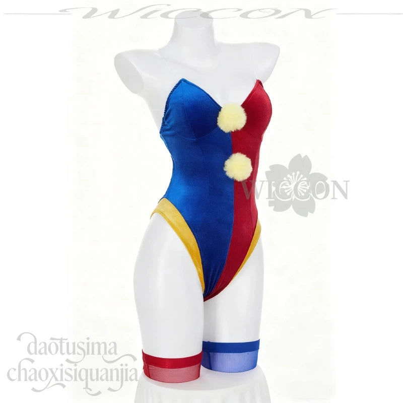 Jirai Kei Clown Girl Cosplay Costume | Red & Blue Mini Dress Complete Set - Big Tim's Magic Emporium