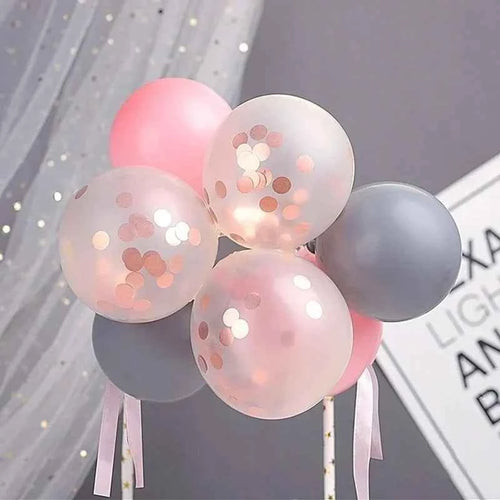 10pcs 5 Inch Balloon Cake Topper Confetti Balloon Birthday Party Dessert Decoration Baby Shower Wedding Decor Cake Supplies
