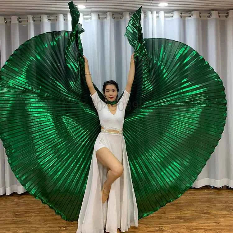 Oriental Style Dance Accessories Stage Performance Props Egyptian Wings 300 Degrees Belly Dance Isis Wings with Sticks