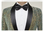 Men's Luxury Gradient Sequin Blazer Shawl Lapel Formal Stage Tuxedo Jacket
