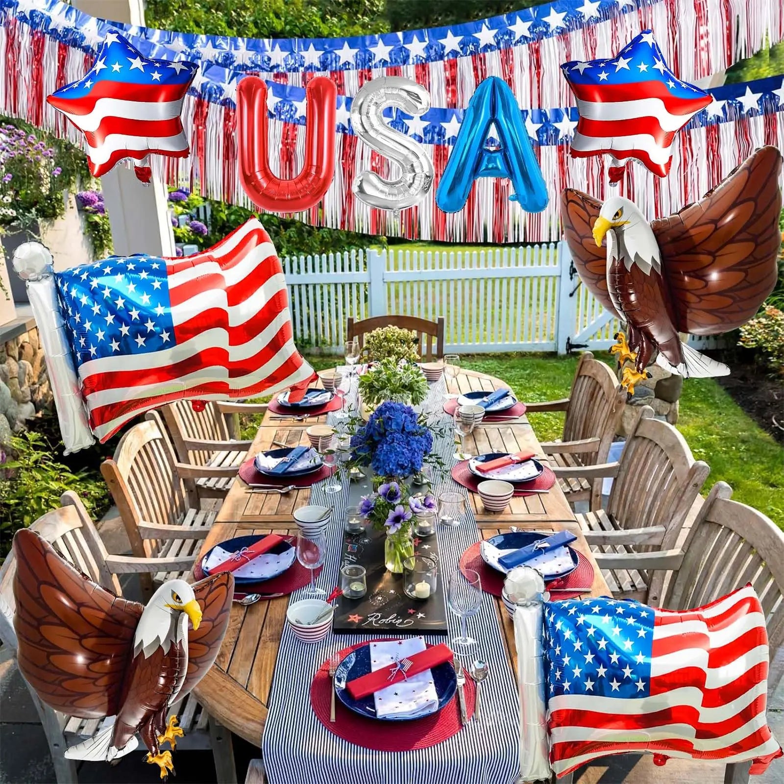 American Flag Balloons Set Independence Day Foil Balloons For USA Theme Party Decoration 4th Of July Patriotic Balloons