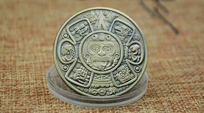 Souvenir Coin  Ancient Bronze Platted Mysterious Collectibles Coin Mexico Mayan Commemorative Coin