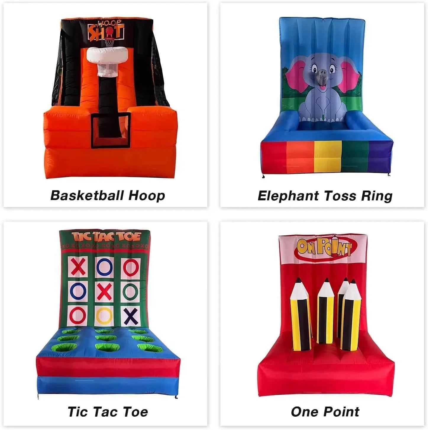 Free air shipping 5 in 1 Inflatable Carnival Bundle Games Soccer Dart Knock Down Ring Ross Game For Kids And Adults Party Game
