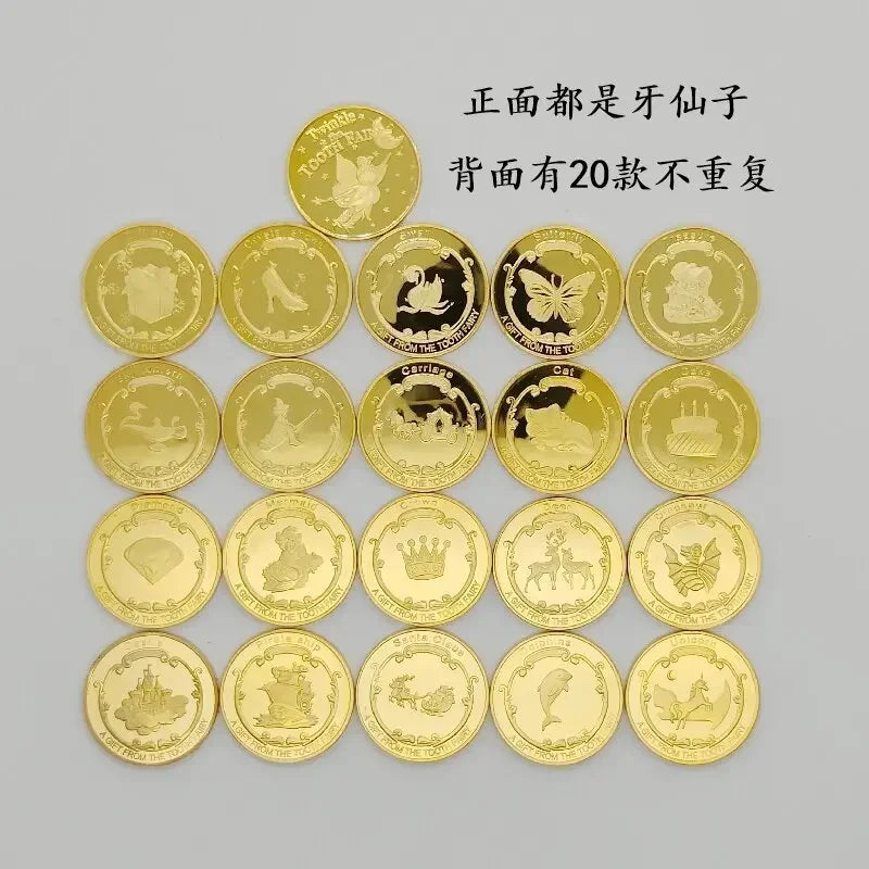 Tooth Fairy Gold Plated Commemorative Coin Creative Kids Tooth Change Gifts Physical Metal Coin Crypto Commemorative Coin