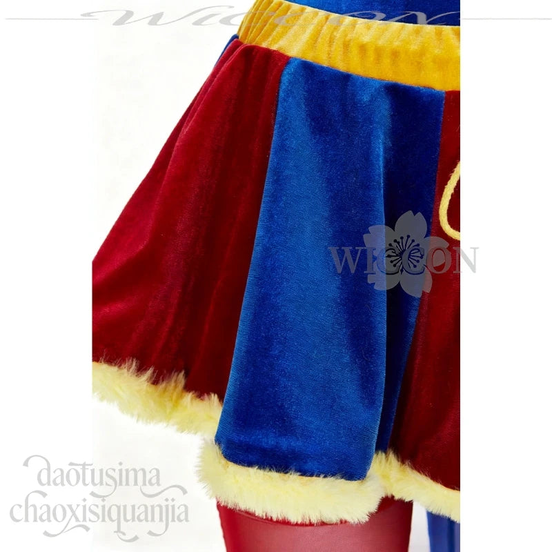 Jirai Kei Clown Girl Cosplay Costume | Red & Blue Mini Dress Complete Set - Big Tim's Magic Emporium