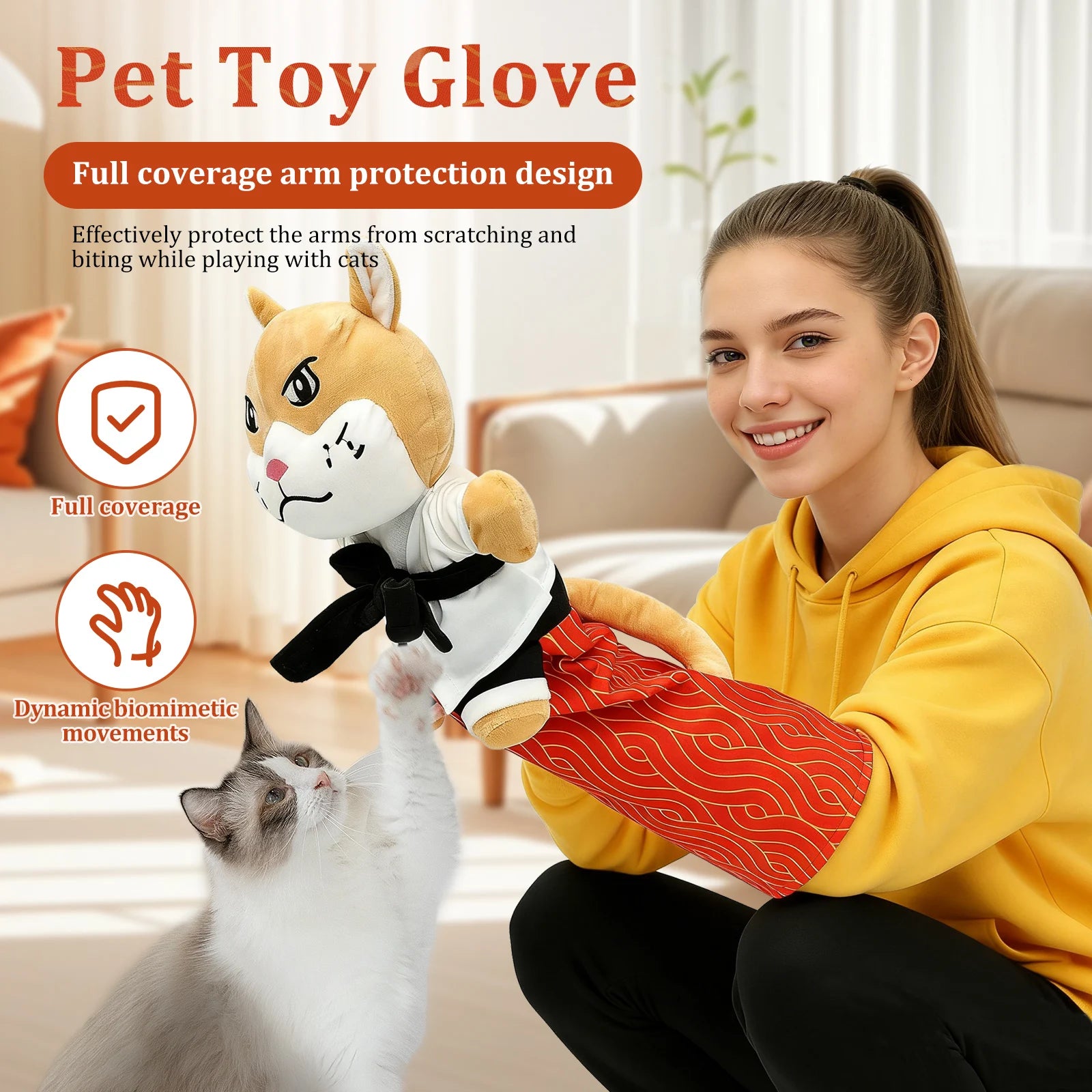 Karate Kitty Puppet Cat Wrestling Plush Play Glove Pet Interactive Dolls Fun Soft Cat Wrestling Boxing Glove Hand Puppets - Big Tim's Magic Emporium