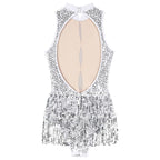 Glitter Sequin Fringe Latin Dance Leotard & Backless Performance Bodysuit