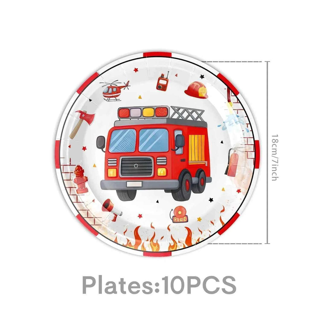 Fireman Birthday Party Supplies Firefighter Helmet Fire Hydrant Straws Cups with Lids Extinguisher Squirt Toys Fire Favors
