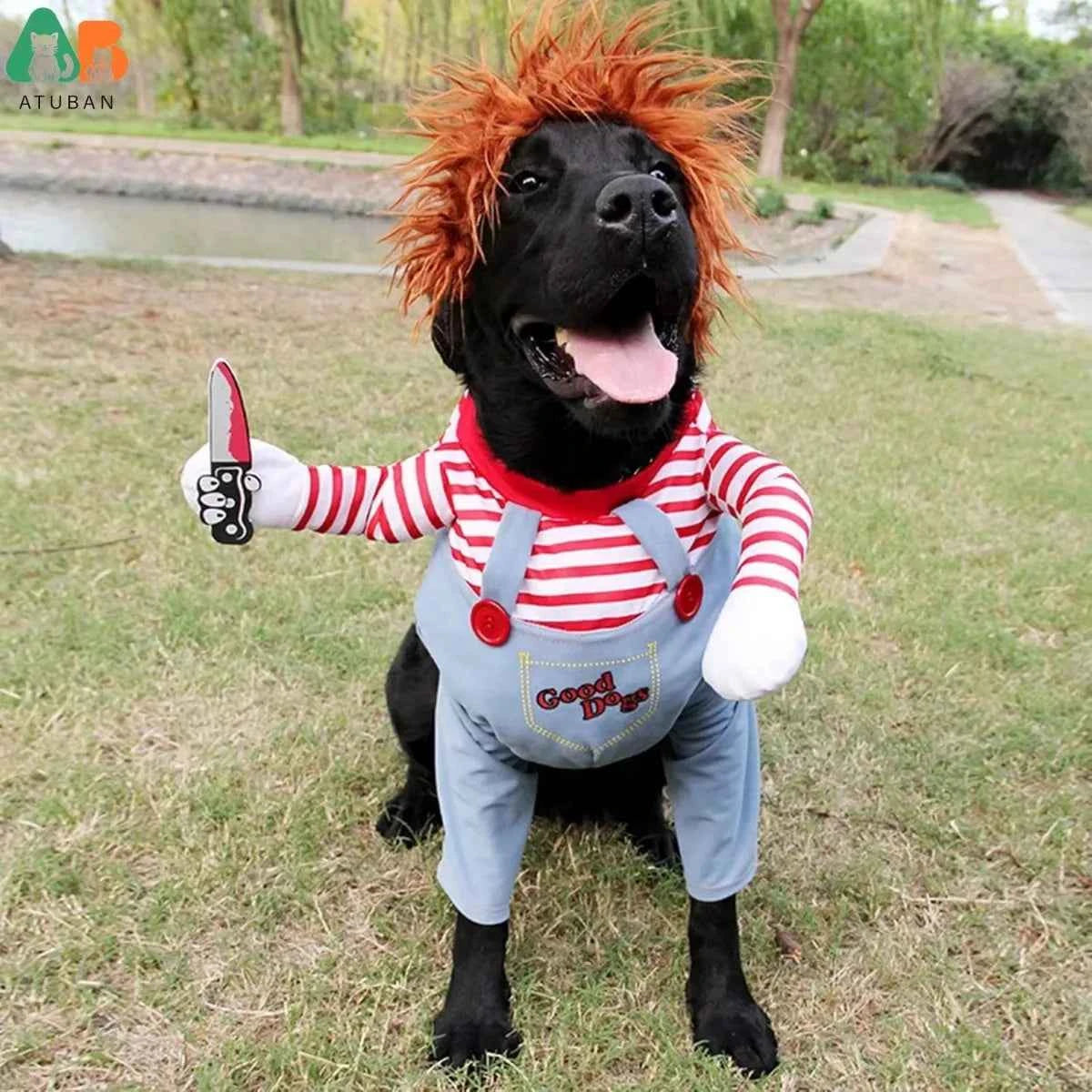 Pet Deadly Dog Costume,Cute Dog Cosplay Halloween Christmas Funny Costume Dog Clothes Party Costume for Small Medium Large Dogs