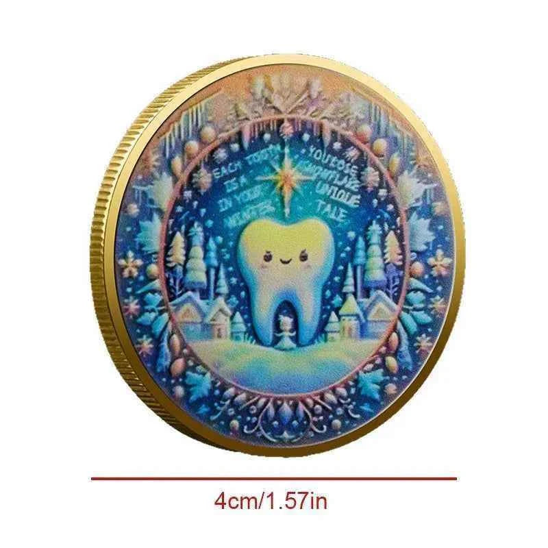 1pc Tooth Fairy Teeth Commemorative Coin Teeth Change Collectible Coin Medal Gifts for Kids Lucky Challenge Coin Party Gifts