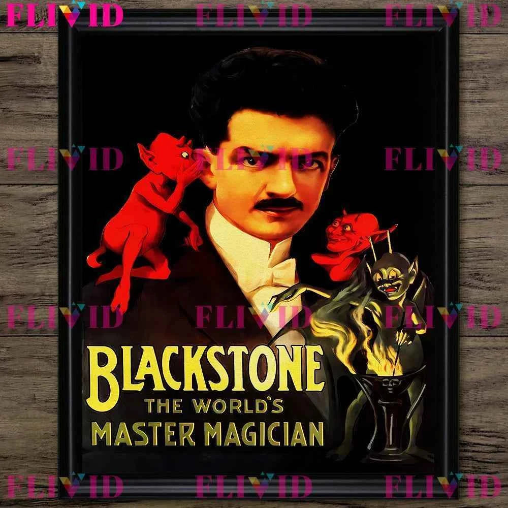 Whispers Of The Devil And The Magician Vintage Wall Art Canvsa Painting,Magician Promotional Vintage Poster And Print Home Decor